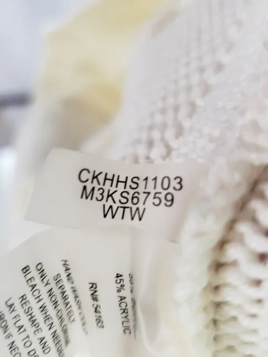 Calvin Klein Sweater Womens M White Fisherman Knit Pullover - Picture 5 of 6